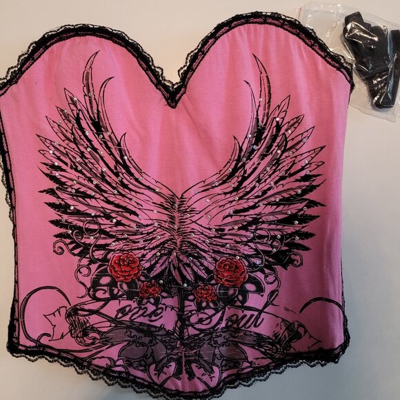 Women Sexy Women's Small Pink Bustier Corset With Removable Straps SL5166-7 - Picture 2 of 3